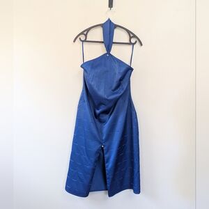 Vintage Versace 90s‎ Blue Halter Dress Cocktail Special Occasion